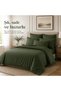 100% Cotton Satin Striped Double Duvet Cover Set - Green - 2