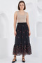 Women's Patterned Chiffon Black Skirt