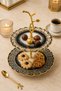 2-Tier Real Gold Gilded Glass Cookie Holder, Layered Serving Tray, Chocolate Holder, Turkish Delight Holder, Engagement Treat Tray, Tea Time Serving Plate with Gold Detail - 5