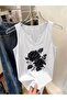 Women's Mix Printed Half V-Neck Sleeveless Regular Fit Comfortable T-Shirt - 2