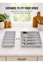 Expandable Cutlery Drawer Organizer 30-52cm, Adjustable Plastic Utensils Holder Storage Tray, Kitchen Multipurpose Drawer Divider Tray, White - 3