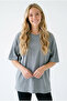 Women's Gray Oversize Comfortable Fit Combed Cotton Crew Neck T-Shirt