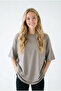 Women's Beige Oversize Comfortable Fit Combed Cotton Crew Neck T-Shirt