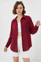 Women's Single Pocket Oversize Viscose Claret Red Shirt