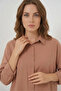 Women's Oversize Cut Basic Cotton Camel Shirt - 3