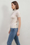 Women's High-Neck Short Sleeve Cream Sweater - 5