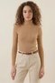 Women's Turtleneck Ribbed Knitwear Beige Sweater - 3