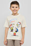Snoopy Printed T-Shirt with Crew Neck and Short Sleeves