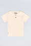 Textured T-Shirt with Henley Neck and Short Sleeves