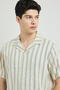 Striped Shirt with Revere Collar and Short Sleeves - 5