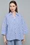 Striped Shirt with Spread Collar and 3/4 Sleeves