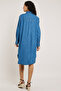 Washed Denim Shirt Dress with Bishop Sleeves - 5