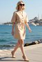 Women's Judge Collar Buttoned A-Line Mini Woven Dress Shirred Detail Short Sleeve Casual Daily Modern Stylish - 2