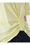 Yellow Petite Crew Neck Gathered Blouse - 4