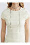 Yellow Crew Neck Textured Blouse - 3