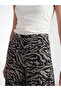 Black Patterned Women's Capri Pants with Elastic Waist - 6