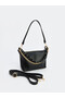 Leather Look Women's Shoulder Bag with Chain Detail - 3
