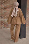 Taupe Belted Jacket and Pants Gabardine Set - 5