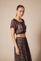 Combined Patterned Lace Top Brown - 3