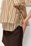 4917 Women's Striped Square Neck Layered Blouse Brown - 6