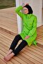 Green Half Zipper Full Covered Swimsuit 4-Piece Set M2407 - 2