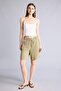 Elastic High Waist Short Leg Belmando Khaki Shorts I6760Az26Sm