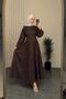 Women's Brown Belted Floral Detailed Premium Hijab Dress Nbvq4933 - 2