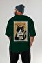 100 Cats for Cat Lovers Printed Green Oversize T-Shirt 100% Cotton Unisex Cat Lover Premium Design - 4