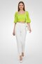 Women Square Neck Puffer Sleeve Plain Crop Top, Green - 5