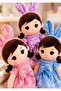 Rag Doll Soft Plush Bunny Doll 85cm with Plaid Bunny Ears, Braided Hair & Pastel Dress, Pink Purple Blue - 6
