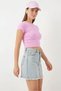 Women's Crew Neck Regular Waist Tasseled Mini Cotton Blue Denim Skirt - 4