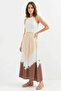 Women's Patterned Viscose Beige Skirt