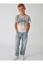 Boys' White Short Sleeve Crew Neck Flexible Basic T-Shirt with Gradient Effect California Print - Daily Use - 2