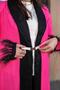 Midnight Fuchsia Feathered Coat - 2