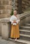 Women's Elastic Waist Crinkled Skirt Mustard - 4