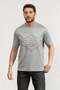 Men's Big Eagle Embroidered Round Collar Cotton Short Sleeve Gray T-Shirt