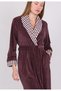 Women's Collar Dot Jacquard Shawl Collar Niki Velvet Bamboo Cotton Dressing Gown - 2