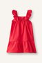 100% Cotton Sleeveless Poplin Red Dress Baby Girl I0491A526Hs - 3