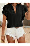 Women's Short Sleeve V High Neck Dubai Blouse with Ruffled Sleeves - 2