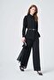 Women's Chiffon Double Suit with Ruffle Detail Black 31342 - 2