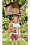 Bıcır 0057 Girl's Ecru Pink Leopard Teddy Bear Shorts Set