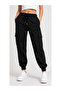 Women's Black Double Cargo Pocket Sweatpants Elastic Waist Casual Sweatpants - 3