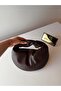 Women's Brown Knot Handle Soft Textured Handbag Modern Croissant Model