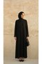 Mevlana Stone Embroidered Ferace Flared Cut Zipper Satin Cuff Dress Black 9587-26 - 2