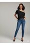Women's Short Sleeve One Shoulder Open Strap Buckle Detail Viscose Blouse - 7