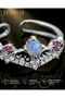 Women's Adjustable Steel Ring with Mystic Stone and Princess Crown Figure - 3