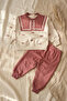 Seasonal Girls' Set with Bow Patterned Collar Detail - 2