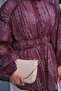 Women's Small Floral Patterned Collar Ruffle Detail Shirt Burgundy - 5