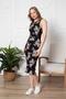 Women's Patterned Slit Bodycon Combed Cotton/Viscose Casual Dress - 3