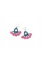 Hand Knitted Ethnic Earrings with Flowers - 2